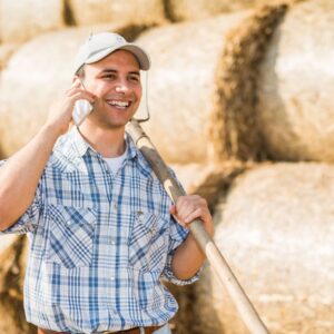 farmer talking on the phone