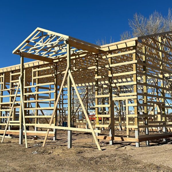 Barn being built. 