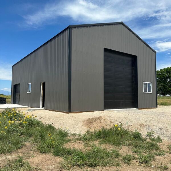 Pole barn with a single door. 